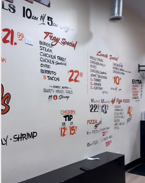 Crazy Philly Express menu wall
